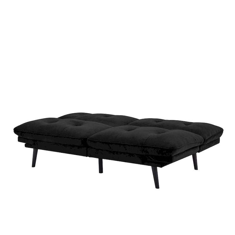 Convertible Sofa Bed - Microfiber with Pocket Coils, Adjustable Arms, Split Back - Modern Minimalist Futon Sleeper