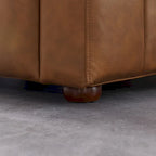 Mid-Century Full Grain Leather Sofa - Tufted Tan Couch with High-Density Foam, Removable Legs - Designer Living Room Furniture