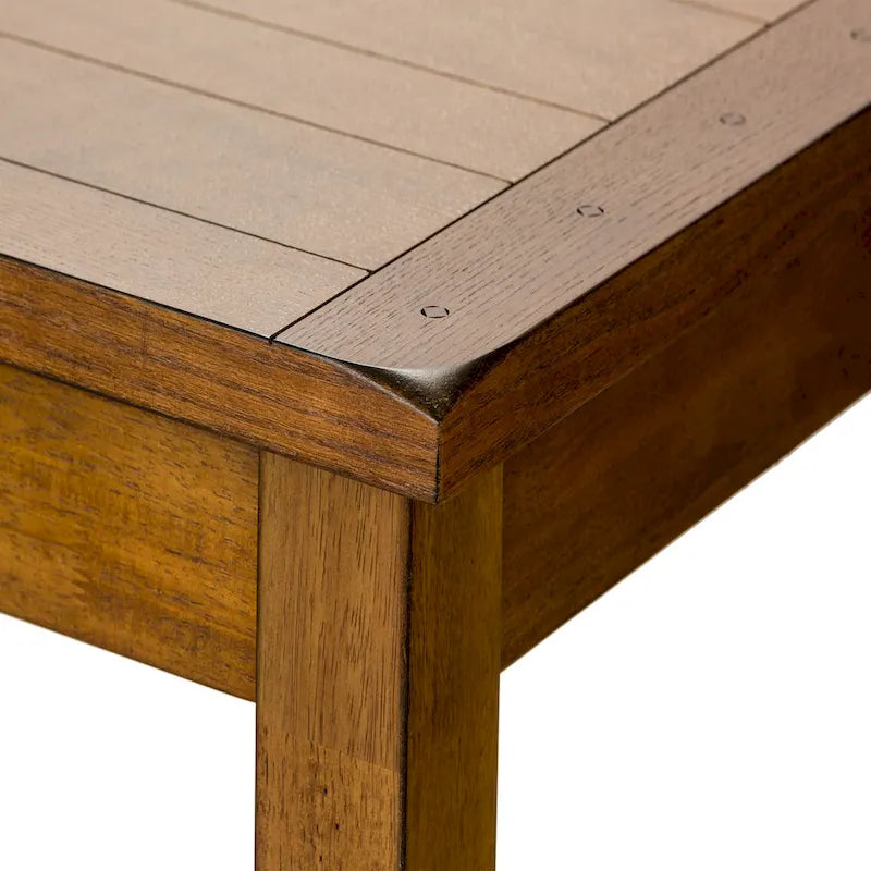 5-Piece Dining Set - Rustic Oak - Rectangular Table + 4 Sheaf Back Chairs - Rubberwood & Oak Veneer - 60"L x 36"W Table