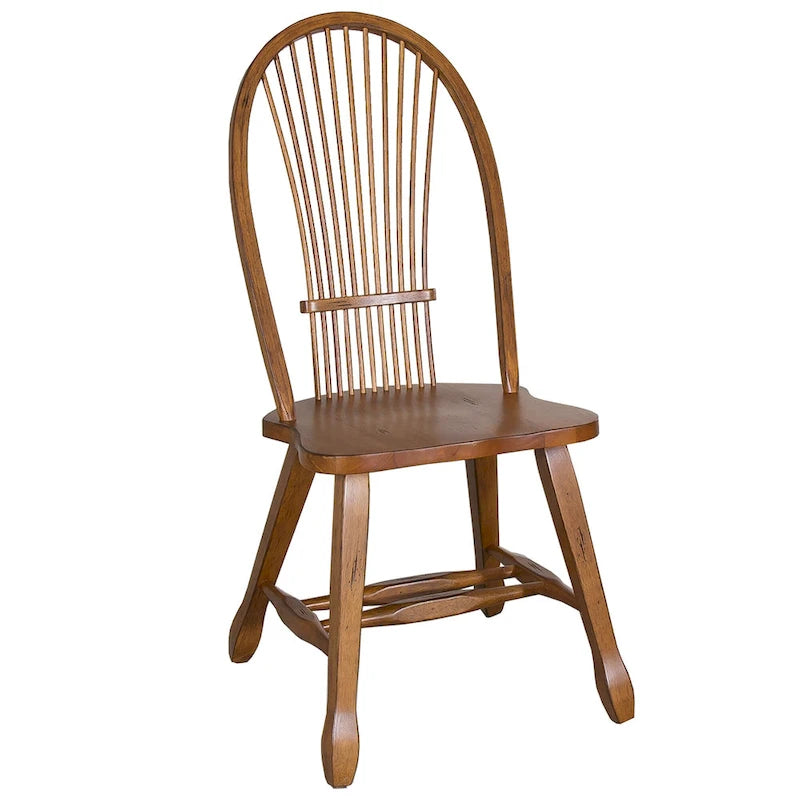 5-Piece Dining Set - Rustic Oak - Rectangular Table + 4 Sheaf Back Chairs - Rubberwood & Oak Veneer - 60"L x 36"W Table