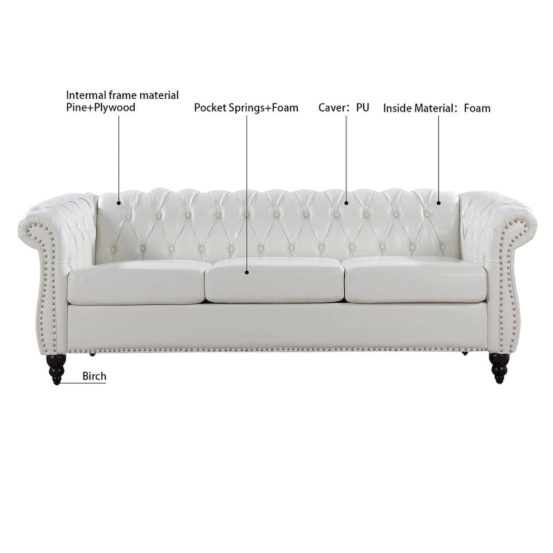 84 Rolled Arm 3 Seater Sofa