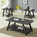 Rustic Contemporary 3-Piece Coffee & Side Table Set with Storage Shelves - Engineered Wood - Multiple Finishes