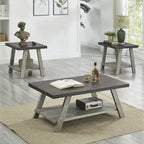Rustic Contemporary 3-Piece Coffee & Side Table Set with Storage Shelves - Engineered Wood - Multiple Finishes