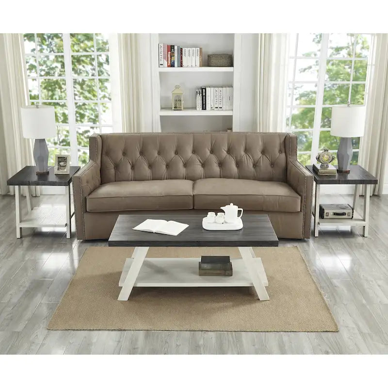 Rustic Contemporary 3-Piece Coffee & Side Table Set with Storage Shelves - Engineered Wood - Multiple Finishes