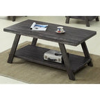 Rustic Contemporary 3-Piece Coffee & Side Table Set with Storage Shelves - Engineered Wood - Multiple Finishes