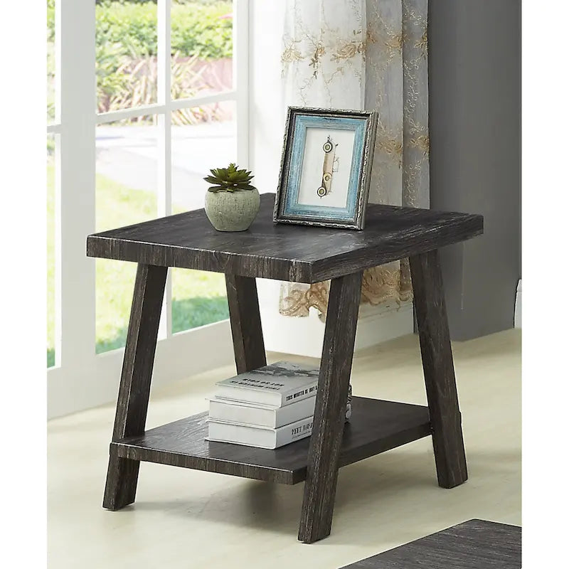 Rustic Contemporary 3-Piece Coffee & Side Table Set with Storage Shelves - Engineered Wood - Multiple Finishes