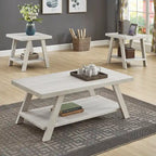 Rustic Contemporary 3-Piece Coffee & Side Table Set with Storage Shelves - Engineered Wood - Multiple Finishes