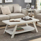 Rustic Contemporary 3-Piece Coffee & Side Table Set with Storage Shelves - Engineered Wood - Multiple Finishes