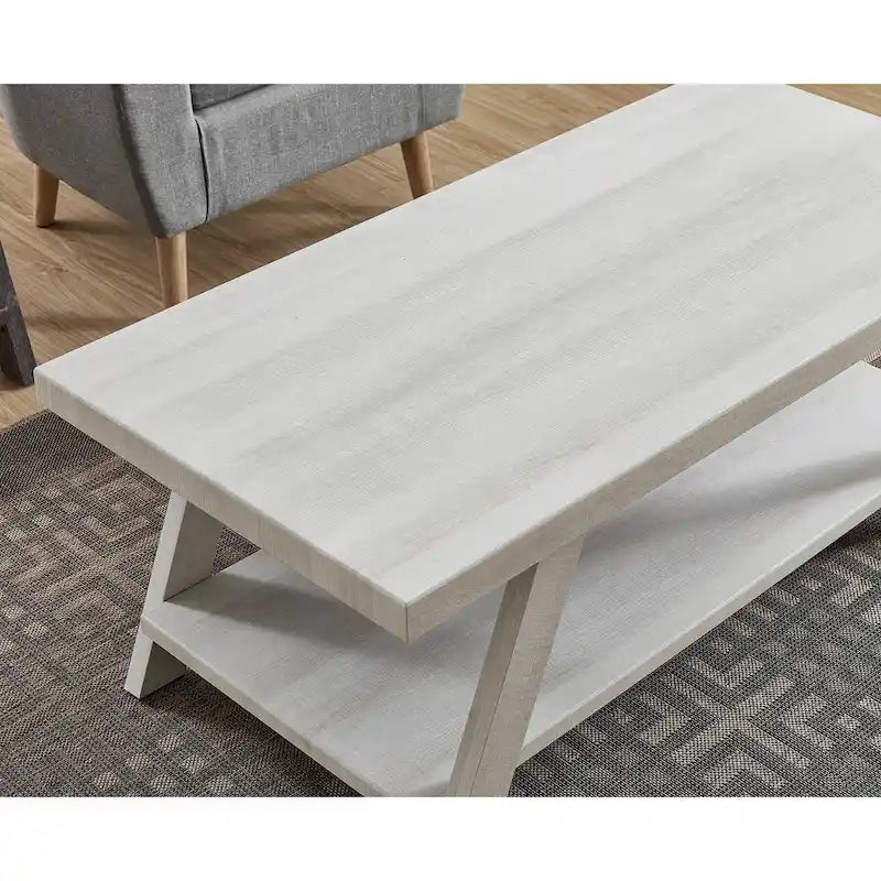 Rustic Contemporary 3-Piece Coffee & Side Table Set with Storage Shelves - Engineered Wood - Multiple Finishes