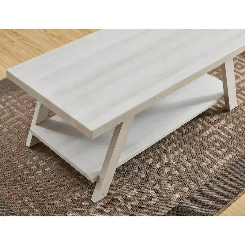 Rustic Contemporary 3-Piece Coffee & Side Table Set with Storage Shelves - Engineered Wood - Multiple Finishes