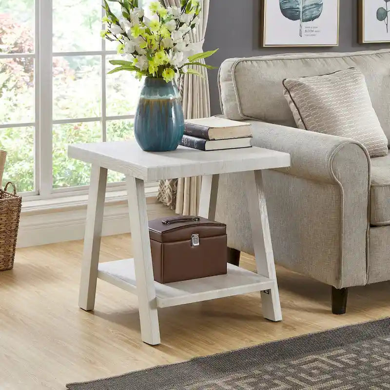 Rustic Contemporary 3-Piece Coffee & Side Table Set with Storage Shelves - Engineered Wood - Multiple Finishes