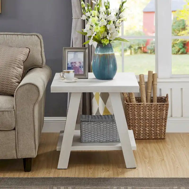 Rustic Contemporary 3-Piece Coffee & Side Table Set with Storage Shelves - Engineered Wood - Multiple Finishes