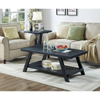 Rustic Contemporary 3-Piece Coffee & Side Table Set with Storage Shelves - Engineered Wood - Multiple Finishes