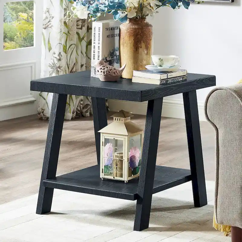 Rustic Contemporary 3-Piece Coffee & Side Table Set with Storage Shelves - Engineered Wood - Multiple Finishes