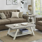 Rustic Contemporary 3-Piece Coffee & Side Table Set with Storage Shelves - Engineered Wood - Multiple Finishes