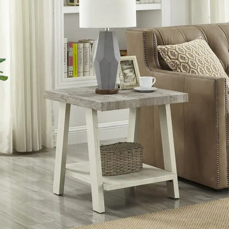 Rustic Contemporary 3-Piece Coffee & Side Table Set with Storage Shelves - Engineered Wood - Multiple Finishes