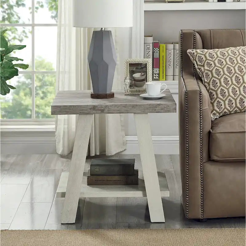 Rustic Contemporary 3-Piece Coffee & Side Table Set with Storage Shelves - Engineered Wood - Multiple Finishes