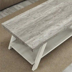 Rustic Contemporary 3-Piece Coffee & Side Table Set with Storage Shelves - Engineered Wood - Multiple Finishes
