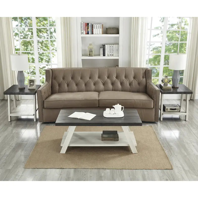 Rustic Contemporary 3-Piece Coffee & Side Table Set with Storage Shelves - Engineered Wood - Multiple Finishes