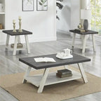 Rustic Contemporary 3-Piece Coffee & Side Table Set with Storage Shelves - Engineered Wood - Multiple Finishes