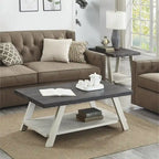 Rustic Contemporary 3-Piece Coffee & Side Table Set with Storage Shelves - Engineered Wood - Multiple Finishes