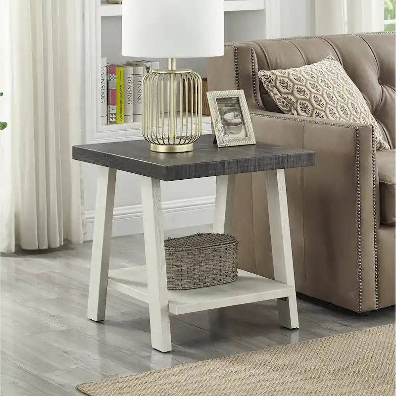 Rustic Contemporary 3-Piece Coffee & Side Table Set with Storage Shelves - Engineered Wood - Multiple Finishes