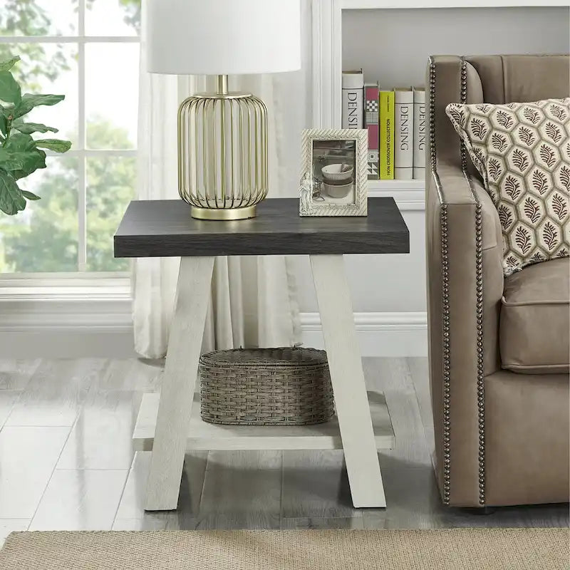 Rustic Contemporary 3-Piece Coffee & Side Table Set with Storage Shelves - Engineered Wood - Multiple Finishes