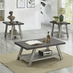 Rustic Contemporary 3-Piece Coffee & Side Table Set with Storage Shelves - Engineered Wood - Multiple Finishes