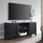 58" Modern Transitional TV Stand with Storage Cabinets - Alder Brown Wood Media Console for 65" TVs