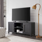 58" Modern Transitional TV Stand with Storage Cabinets - Alder Brown Wood Media Console for 65" TVs