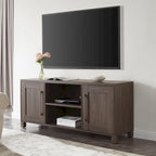 58" Modern Transitional TV Stand with Storage Cabinets - Alder Brown Wood Media Console for 65" TVs