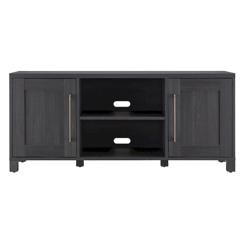 58" Modern Transitional TV Stand with Storage Cabinets - Alder Brown Wood Media Console for 65" TVs