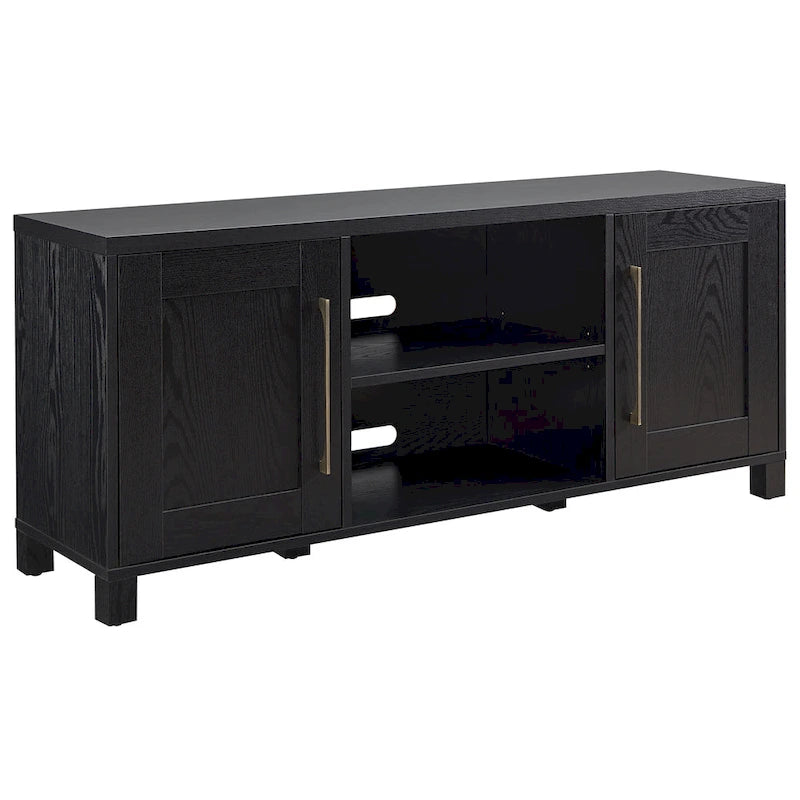 58" Modern Transitional TV Stand with Storage Cabinets - Alder Brown Wood Media Console for 65" TVs
