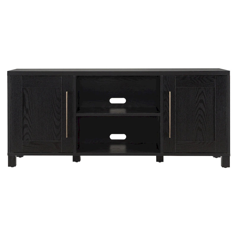 58" Modern Transitional TV Stand with Storage Cabinets - Alder Brown Wood Media Console for 65" TVs