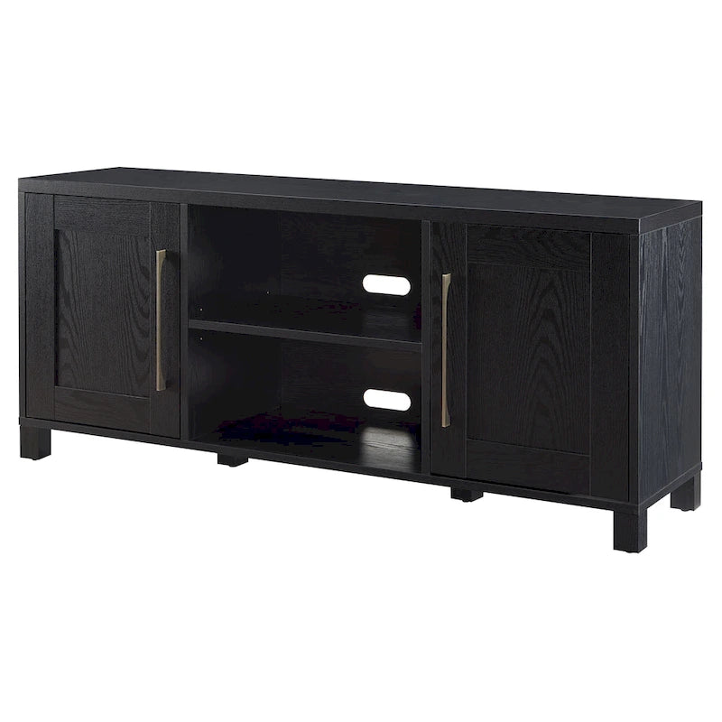 58" Modern Transitional TV Stand with Storage Cabinets - Alder Brown Wood Media Console for 65" TVs