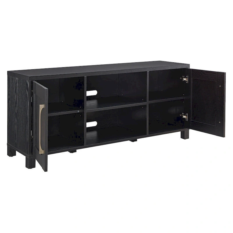 58" Modern Transitional TV Stand with Storage Cabinets - Alder Brown Wood Media Console for 65" TVs