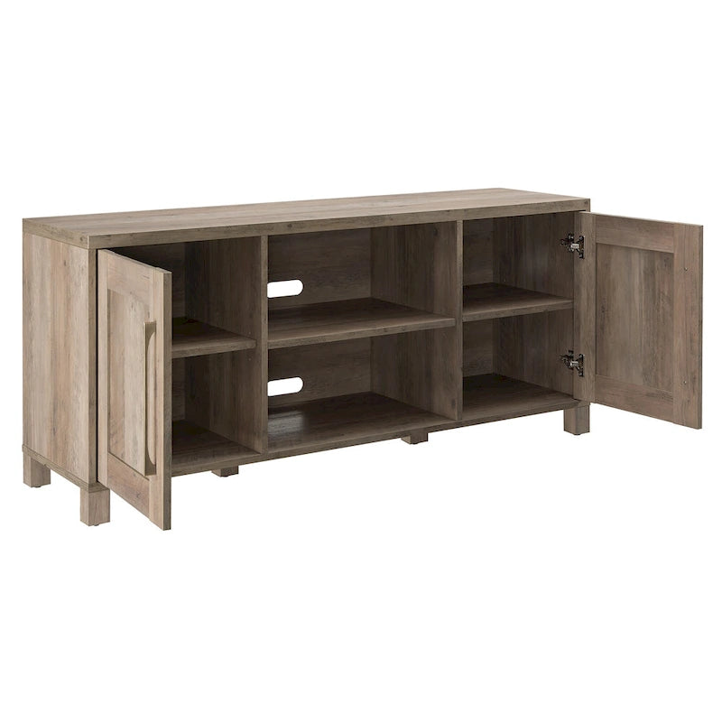 58" Modern Transitional TV Stand with Storage Cabinets - Alder Brown Wood Media Console for 65" TVs