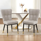 Upholstered Dining Chairs Set of 2 with Metal Legs