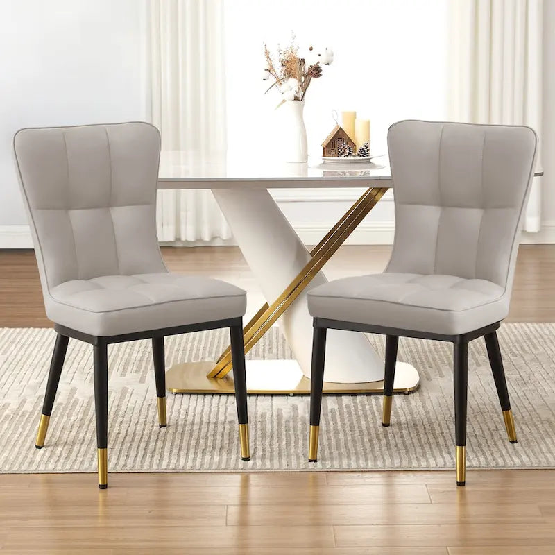 Upholstered Dining Chairs Set of 2 with Metal Legs