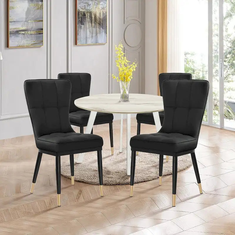 Faux Leather Dining Chairs Set of 2 - High Back Metal Frame, 440lbs Capacity, Waterproof PU - Modern Kitchen Chairs