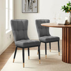 Faux Leather Dining Chairs Set of 2 - High Back Metal Frame, 440lbs Capacity, Waterproof PU - Modern Kitchen Chairs