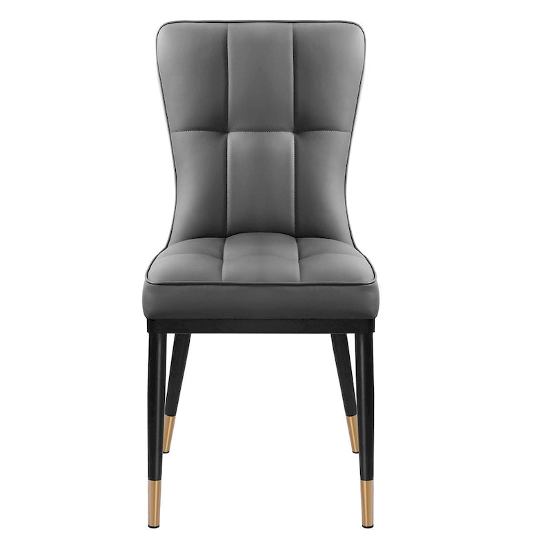 Faux Leather Dining Chairs Set of 2 - High Back Metal Frame, 440lbs Capacity, Waterproof PU - Modern Kitchen Chairs