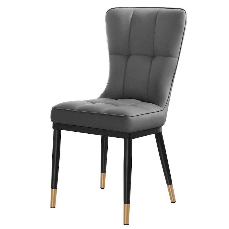 Faux Leather Dining Chairs Set of 2 - High Back Metal Frame, 440lbs Capacity, Waterproof PU - Modern Kitchen Chairs