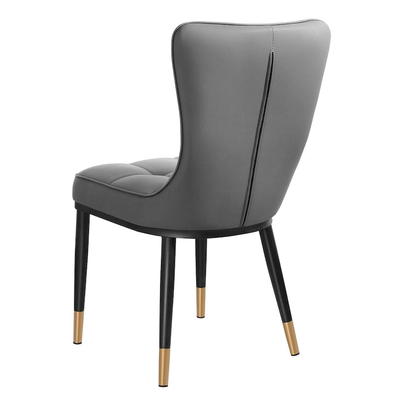 Faux Leather Dining Chairs Set of 2 - High Back Metal Frame, 440lbs Capacity, Waterproof PU - Modern Kitchen Chairs