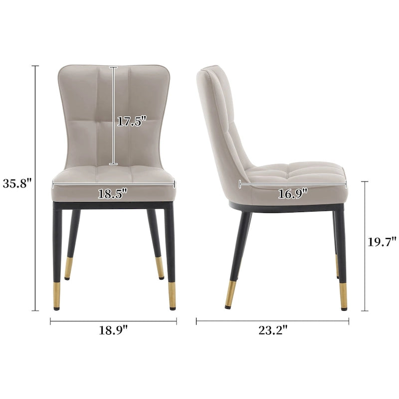 Faux Leather Dining Chairs Set of 2 - High Back Metal Frame, 440lbs Capacity, Waterproof PU - Modern Kitchen Chairs
