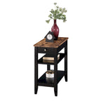 1 Drawer Chairside End Table with 3-Tier Shelves - Transitional Style Side Table - Manufactured Wood with Birch Veneer