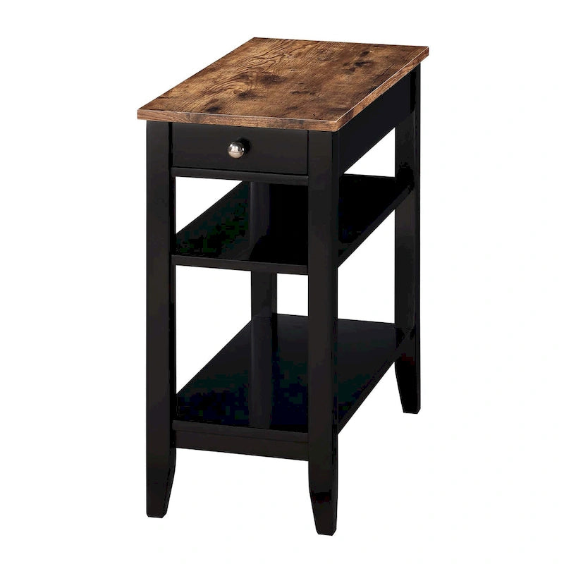 1 Drawer Chairside End Table with 3-Tier Shelves - Transitional Style Side Table - Manufactured Wood with Birch Veneer