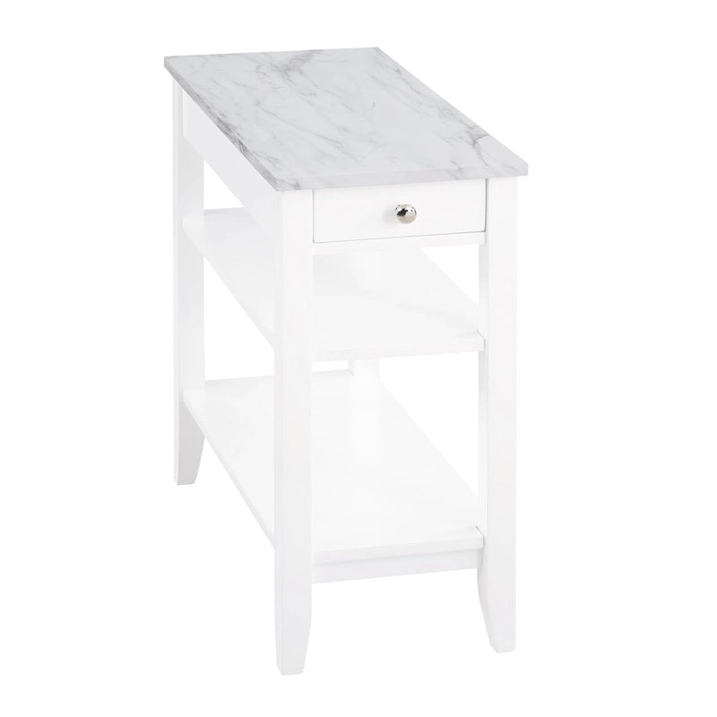 1 Drawer Chairside End Table with 3-Tier Shelves - Transitional Style Side Table - Manufactured Wood with Birch Veneer