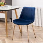 Modern Velvet Dining Chairs Set of 2 - Gold Metal Legs, High-Density Foam Padded, 4 Colors Available