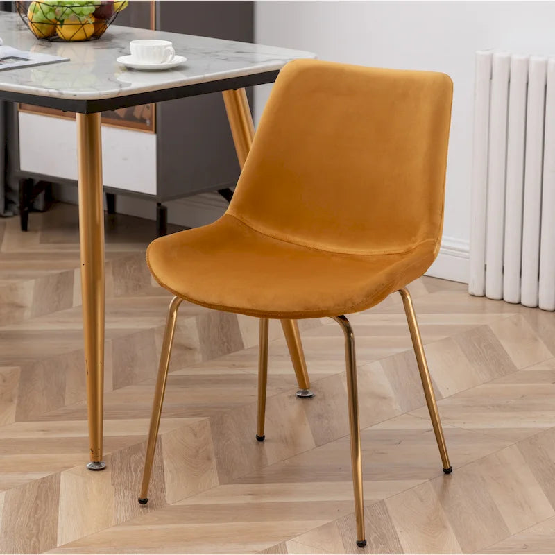 Modern Velvet Dining Chairs Set of 2 - Gold Metal Legs, High-Density Foam Padded, 4 Colors Available